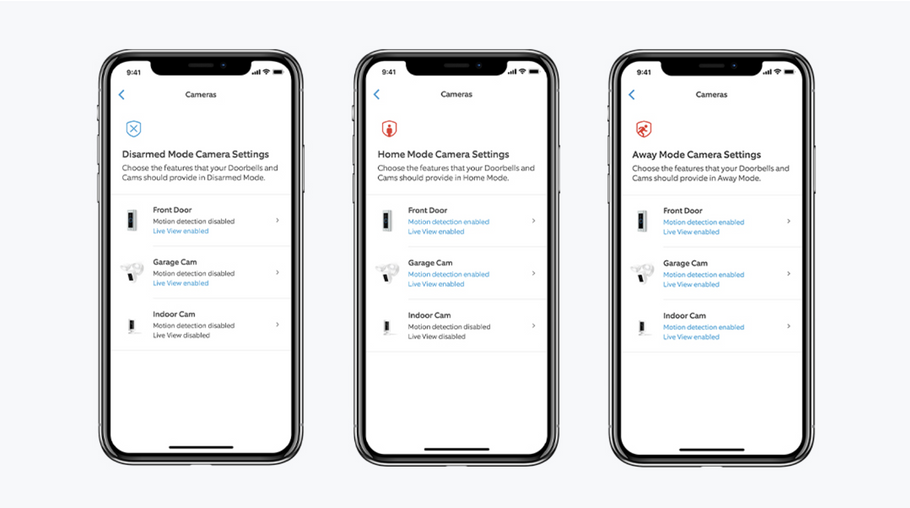 Dankzij diverse standen bedien je je Ring-apparaten met slechts één tik in de app
