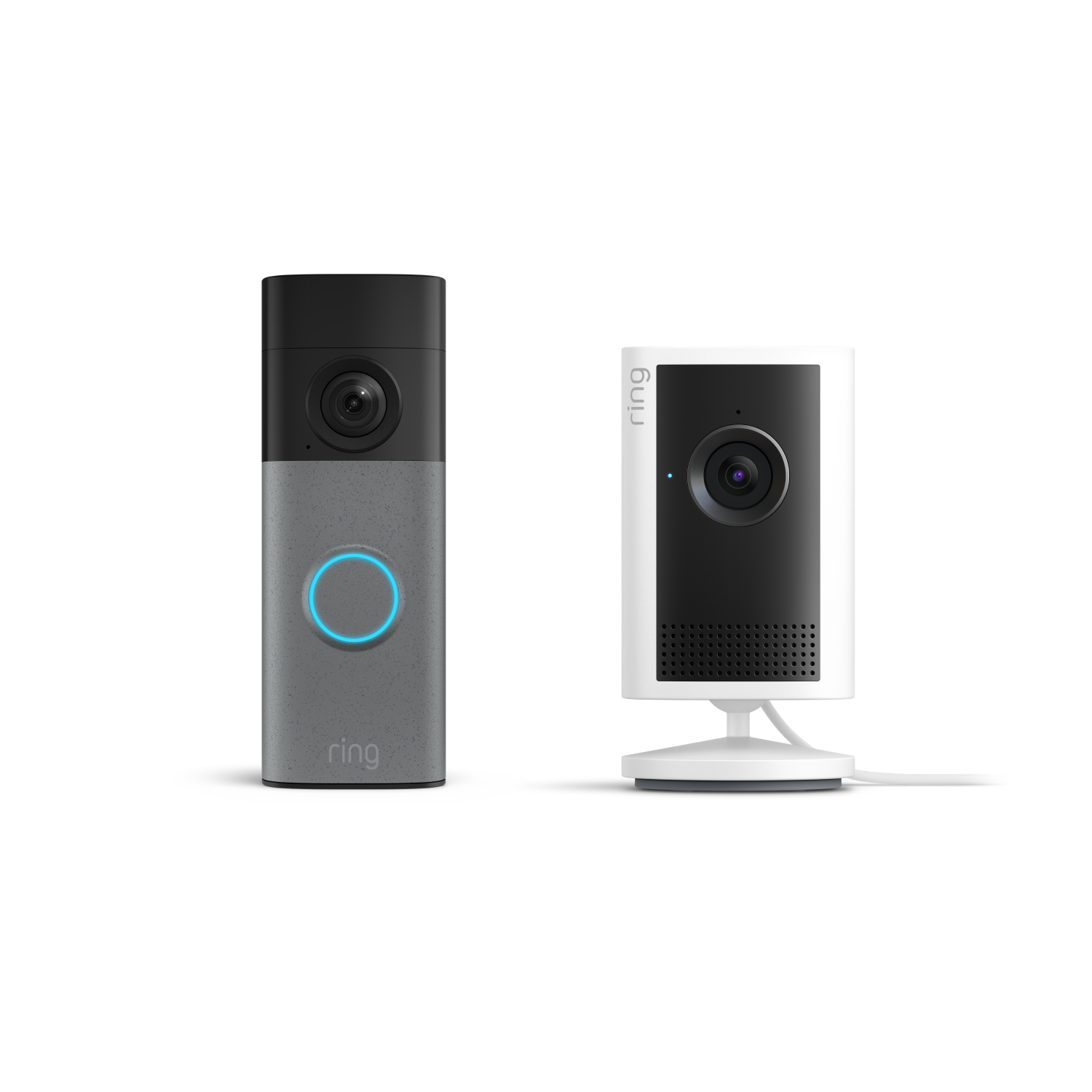 Gespikkeld – grijs:Battery Video Doorbell (nieuwste generatie) + Indoor Camera Plus (wit)