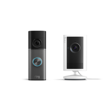 Zilverglans:Battery Video Doorbell Pro (nieuwste generatie) + Wit:Indoor Camera Plus
