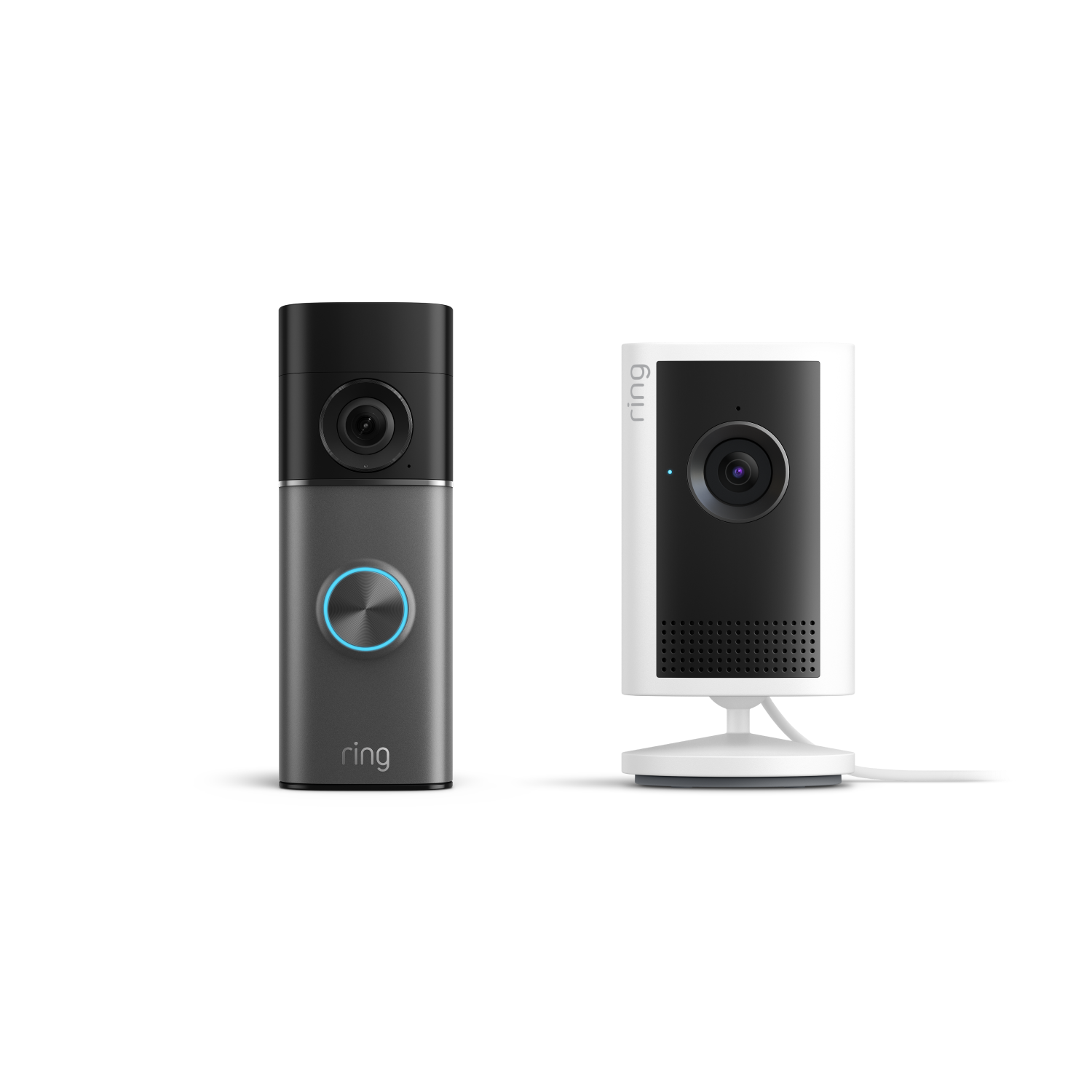 Zilverglans:Battery Video Doorbell Pro (nieuwste generatie) + Wit:Indoor Camera Plus