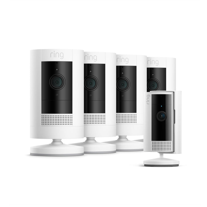 4-Pack Buitencamera op batterij + Indoor Camera (2de generatie) (Stick Up Cam + Indoor Camera)