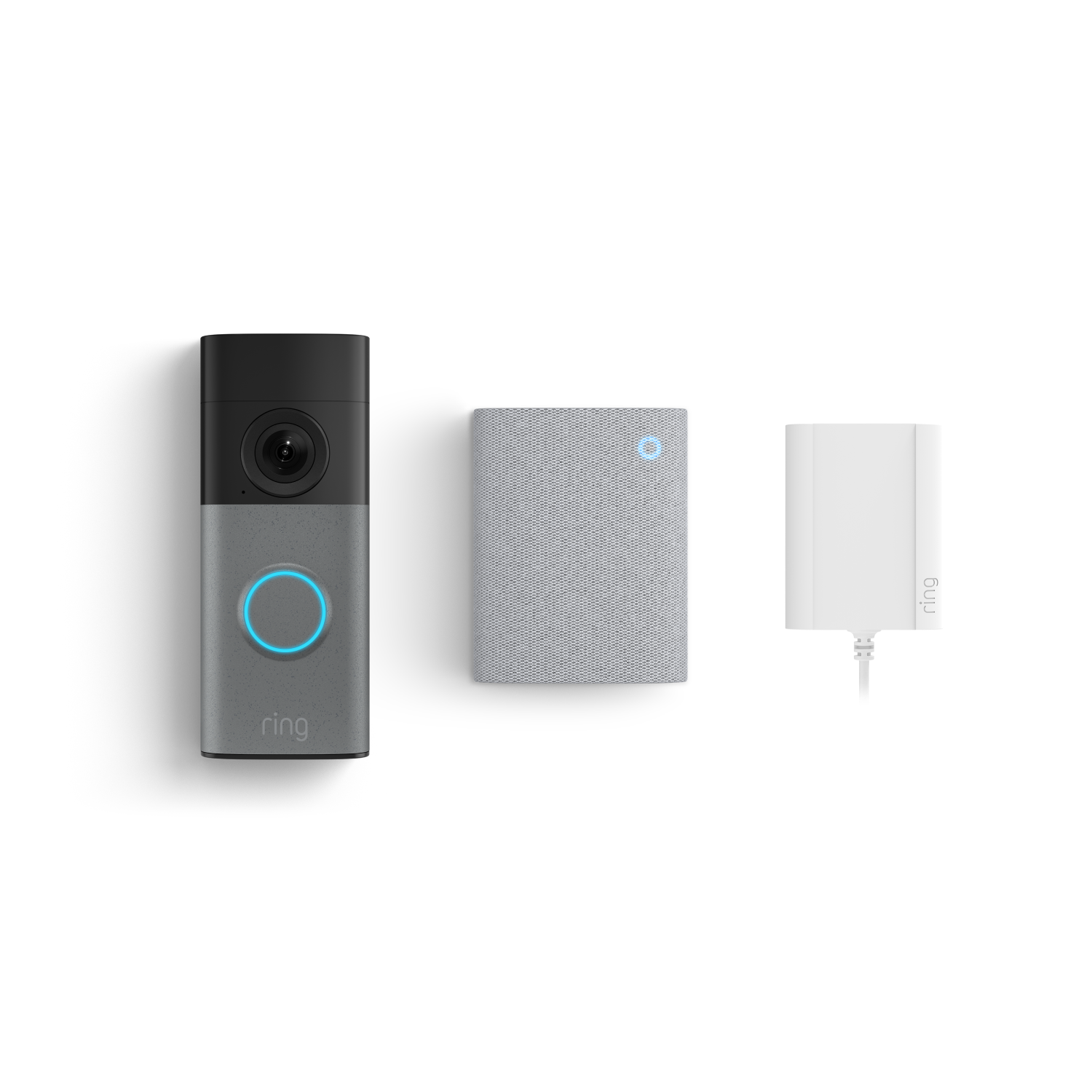 Gespikkeld – grijs:Wired Video Doorbell  (2e gén.) avec adaptateur secteur + Chime (3e gén.)