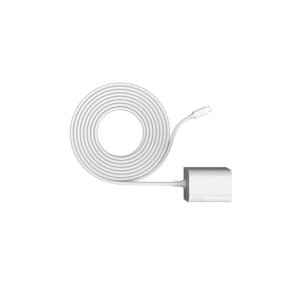 Wit:Voedingsadapter voor binnen en buiten Micro-USB Kabel (Stick Up Cam Elite)