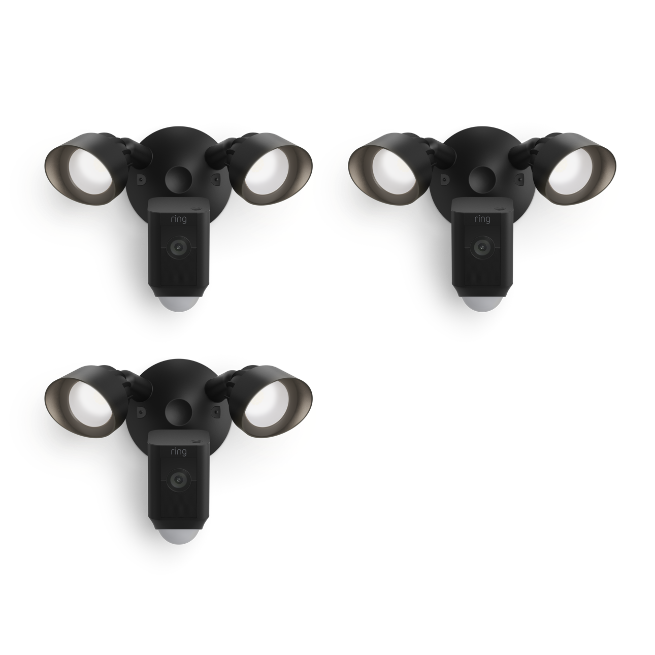 Zwart:3-Pack Floodlight Cam Wired Plus