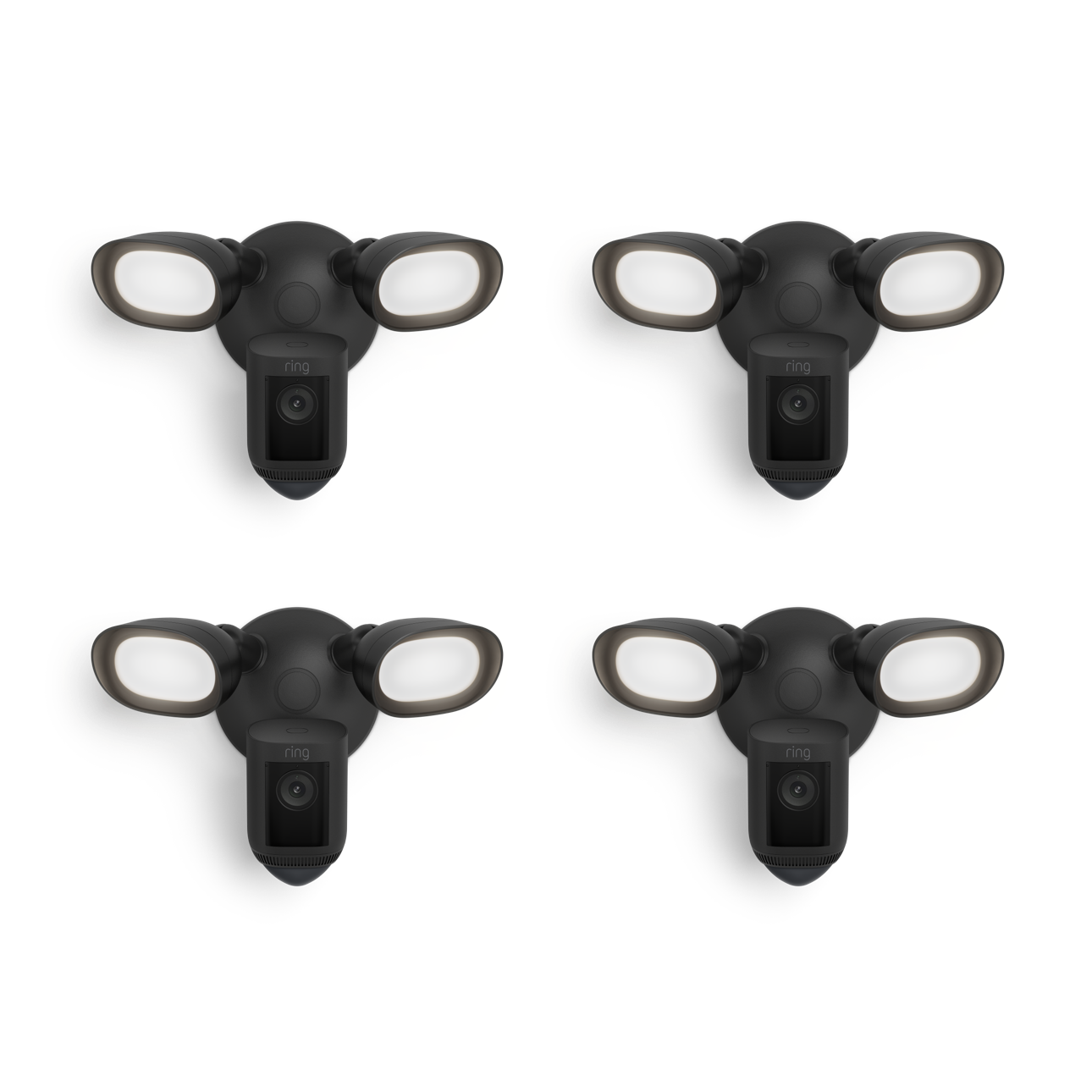 Zwart:4-Pack Floodlight Cam Wired Pro