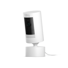 Wit:Stick Up Cam Plug-In met draai- en kantelstandaard