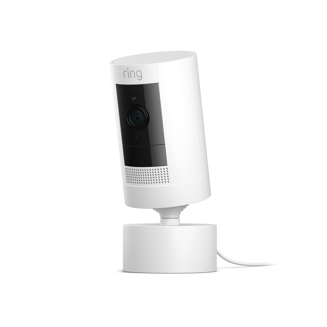 Wit:Stick Up Cam Plug-In met draai- en kantelstandaard
