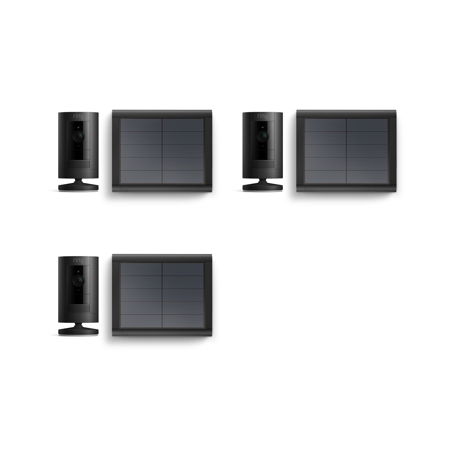 Zwart:3-Pack Stick Up Cam Solar