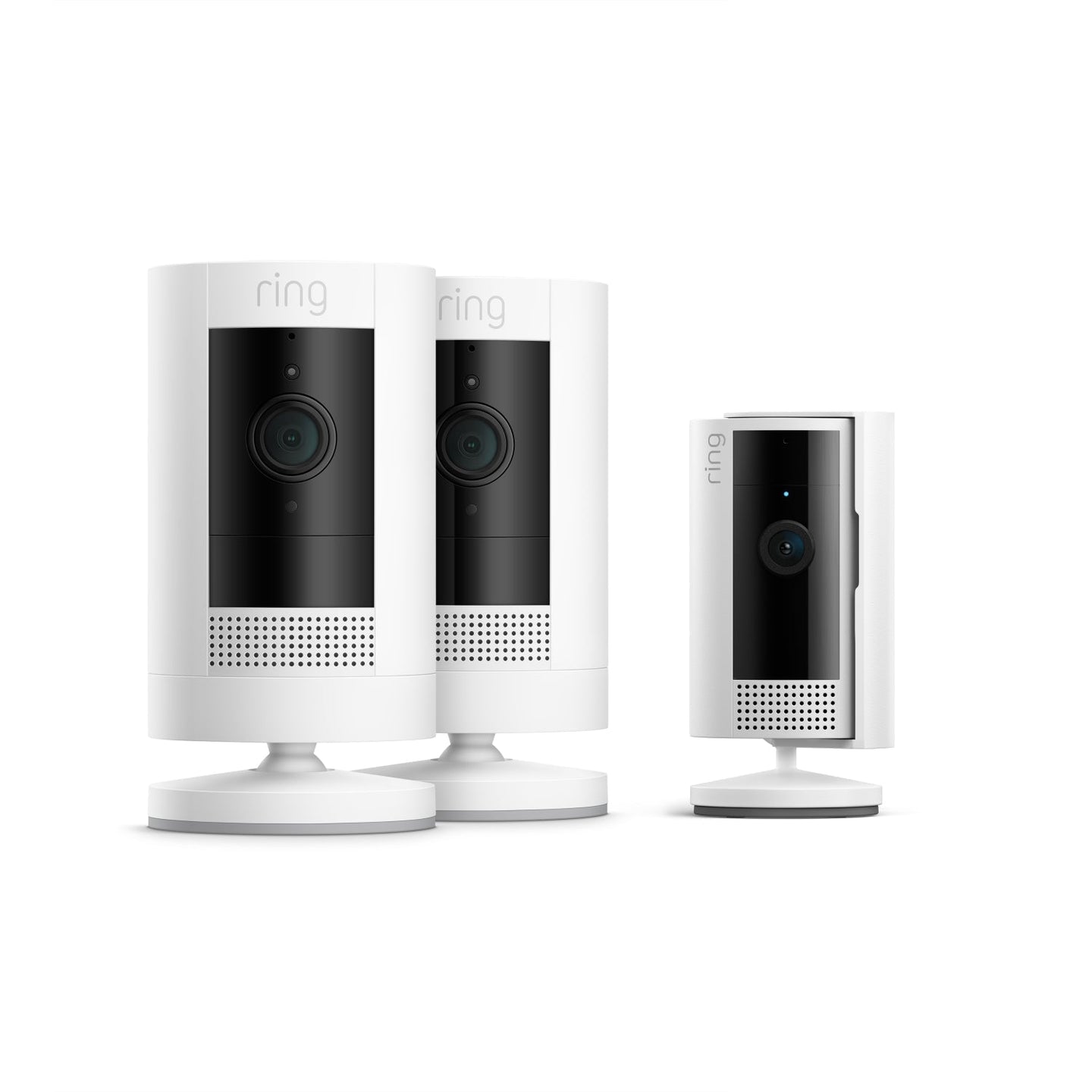 Wit:2-Pack Buitencamera op batterij + Indoor Camera (2de generatie) (Stick Up Cam + Indoor Camera)