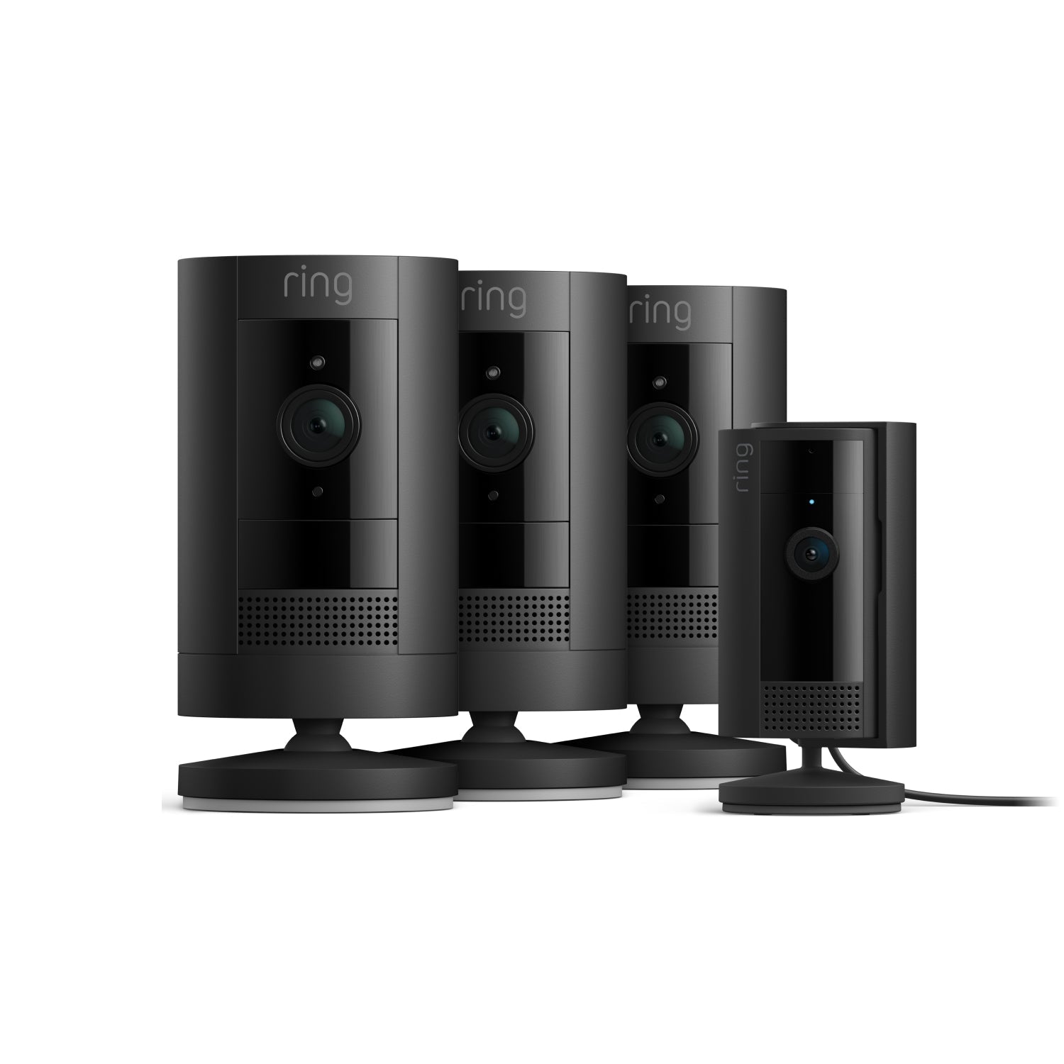 Zwart:3-Pack Buitencamera op batterij + Indoor Camera (2de generatie) (Stick Up Cam + Indoor Camera)