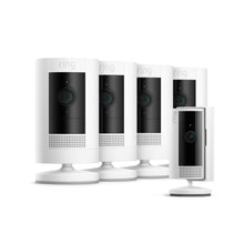 Wit:4-Pack Buitencamera op batterij + Indoor Camera (2de generatie) (Stick Up Cam + Indoor Camera)