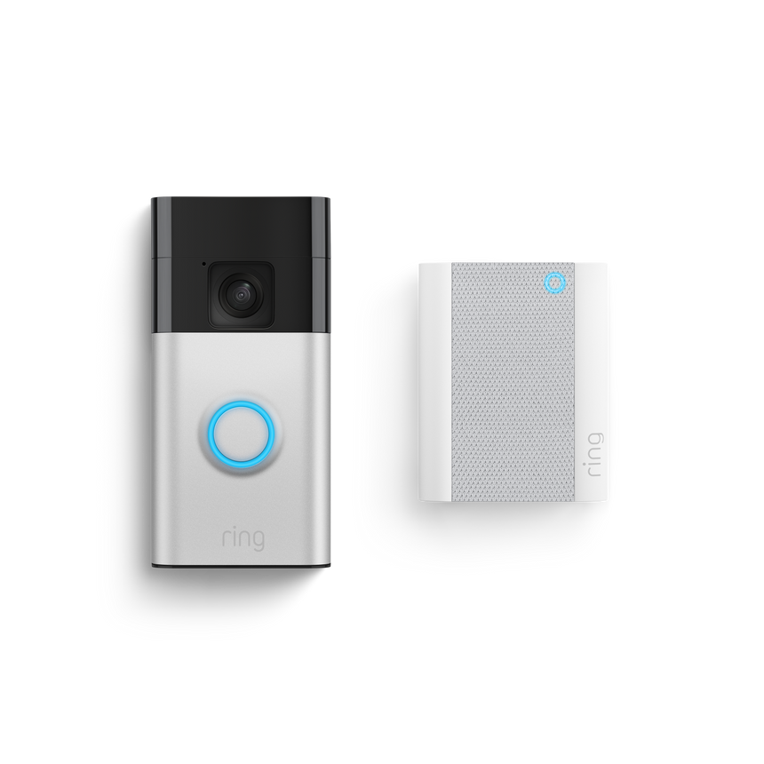 Nikkel-satijn:Videodeurbel op batterij + Chime (2de generatie)
