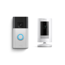 Nikkel-satijn:Videodeurbel op batterij + Buitencamera op batterij (Battery Video Doorbell + Stick Up Cam)