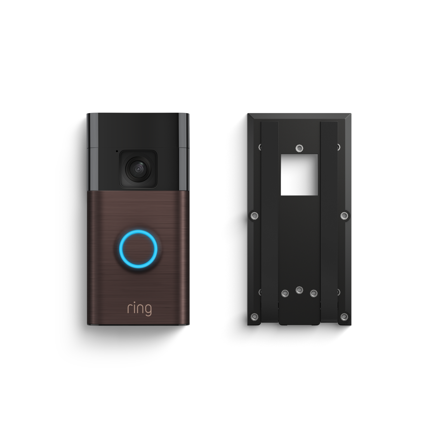 Venetiaans brons:Videodeurbel op batterij + montagesteun met plaklaag (Battery Video Doorbell + No-Drill Mount)