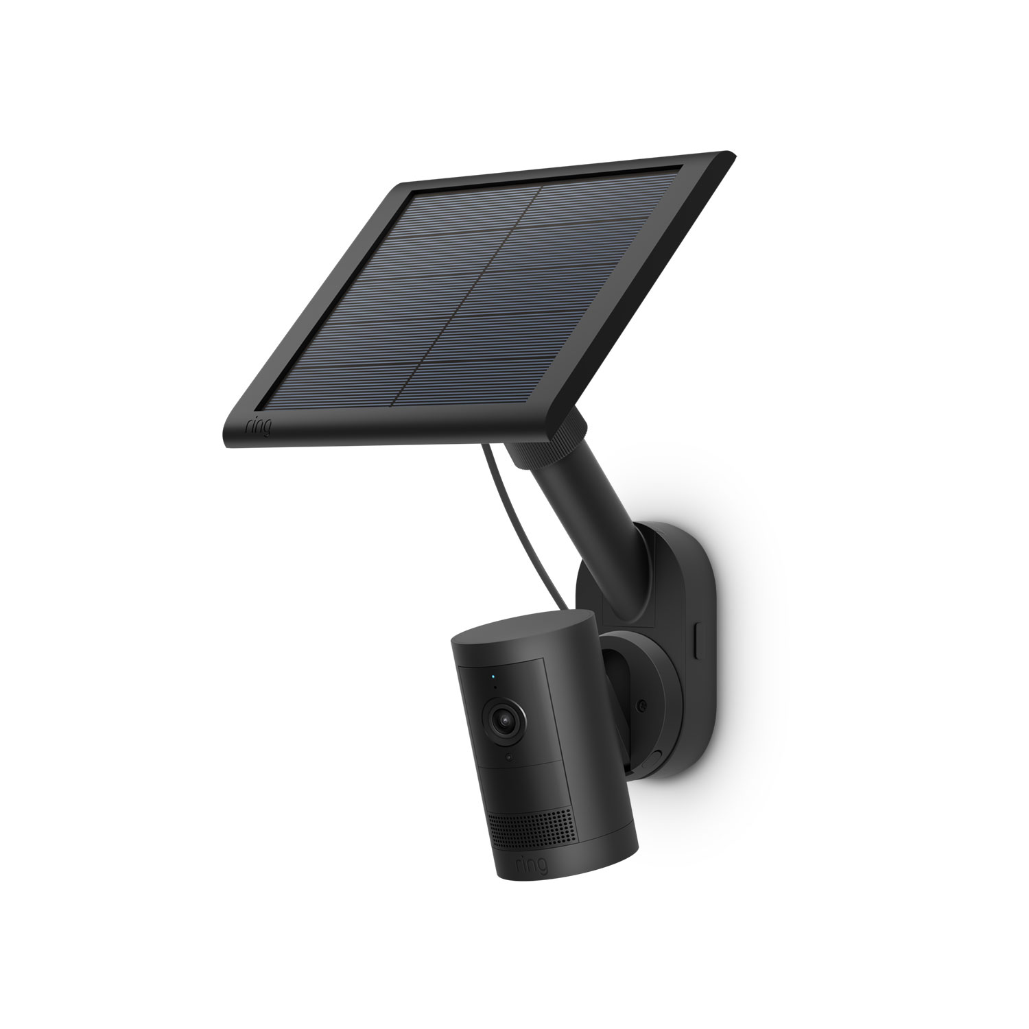 Zwart:Stang- en muurbeugel (Voor camera's en zonnepanelen)